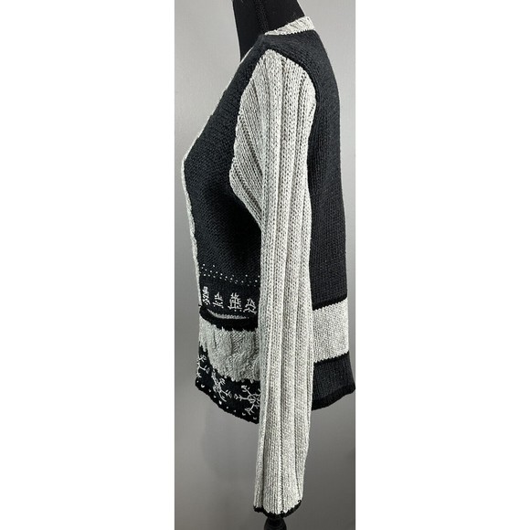 Liz Claiborne Full Zip Cardigan Cable Knit Sweater Snowflake Women's M Cardigan - Picture 3 of 8